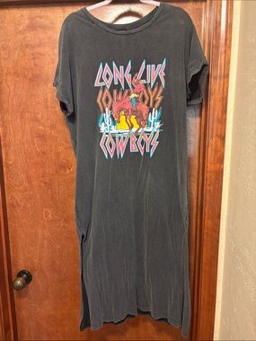 Long Live Cowboys Graphic Maxi Dress - Black
